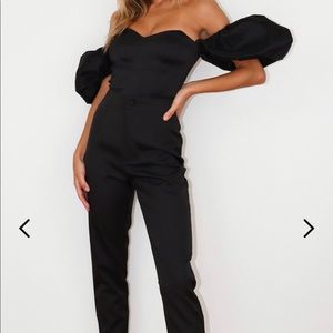 Black Taffeta Extreme Puff Sleeves